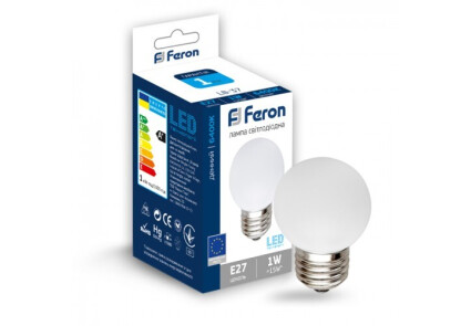 LED.Лампа Feron G45 1W 230V E27 біла