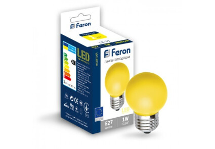 LED.Лампа Feron G45 1W 230V E27 жовта