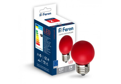 LED.Лампа Feron G45 1W 230V E27 червона