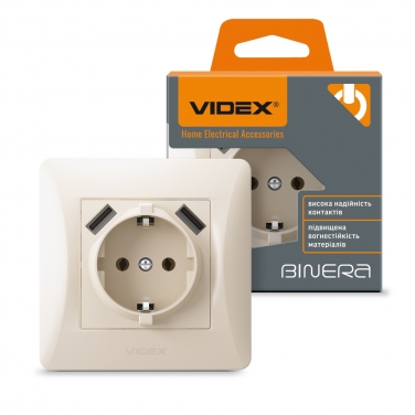 VIDEX BINERA Роз. з/з+2USB крем