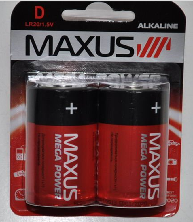 Батарейка MAXUS  D 1,5V - 2шт/уп (уп.)