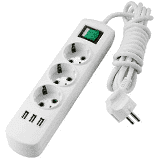[00403] LEZARD LETITIA Подовжувач 3 гнізда 3м з/з USB та вимикачем