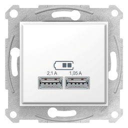 [02823] Schneider Sedna 2710221 Розетка USB 2,1A біла