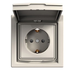 [07770] EPH3100323 Розетка з з/к зі штор. з кр.IP44 (кремовий) Asfora