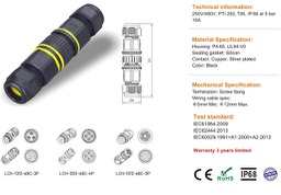 [03672] LCH1312.68C-3P Кабельний з'єднувач (папа-мама) IP68